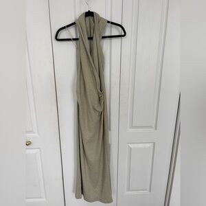 Zara Beige and Gold Halter Textured Dress